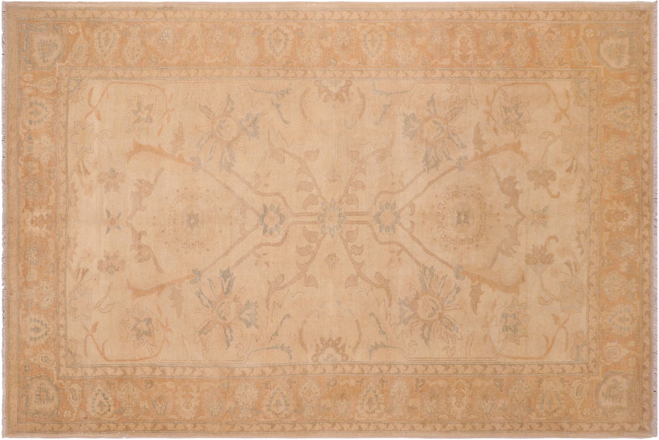 handmade Traditional Kafkaz Tan Gold Hand Knotted RECTANGLE 100% WOOL area rug 6x9