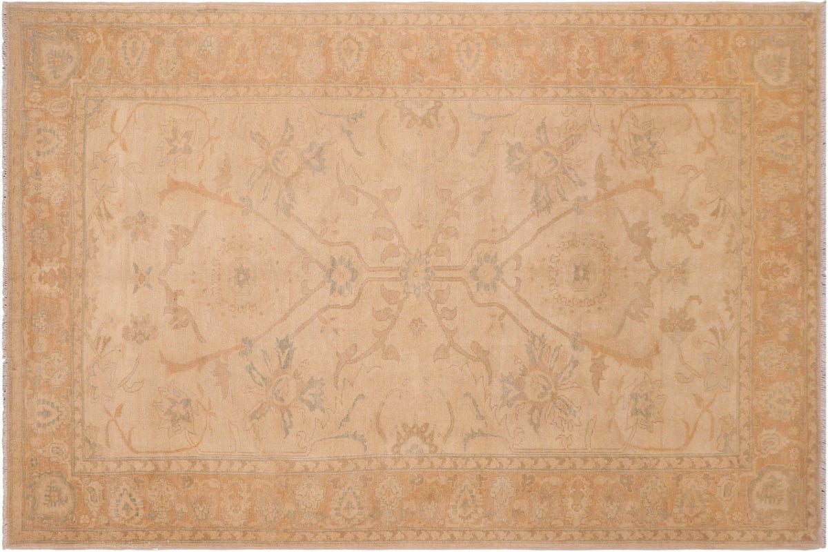 handmade Traditional Kafkaz Tan Gold Hand Knotted RECTANGLE 100% WOOL area rug 6x9