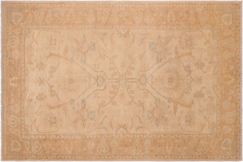 handmade Traditional Kafkaz Tan Gold Hand Knotted RECTANGLE 100% WOOL area rug 6x9