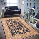 handmade Traditional Kafkaz Blue Tan Hand Knotted RECTANGLE 100% WOOL area rug 6 x 9