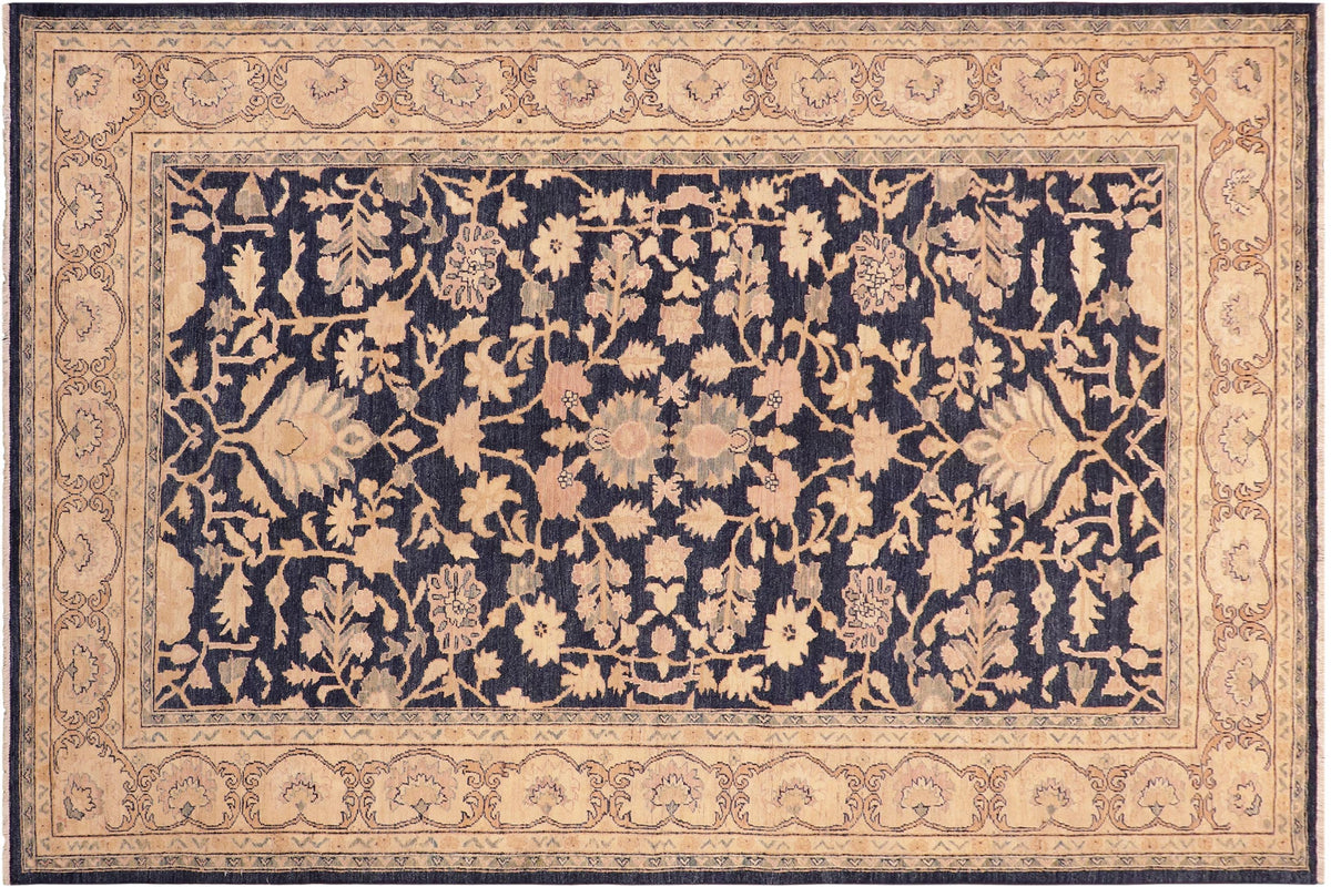 handmade Traditional Kafkaz Blue Tan Hand Knotted RECTANGLE 100% WOOL area rug 6x9