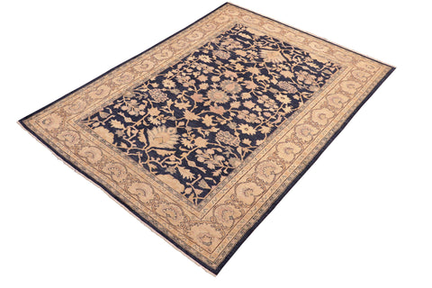handmade Traditional Kafkaz Blue Tan Hand Knotted RECTANGLE 100% WOOL area rug 6x9