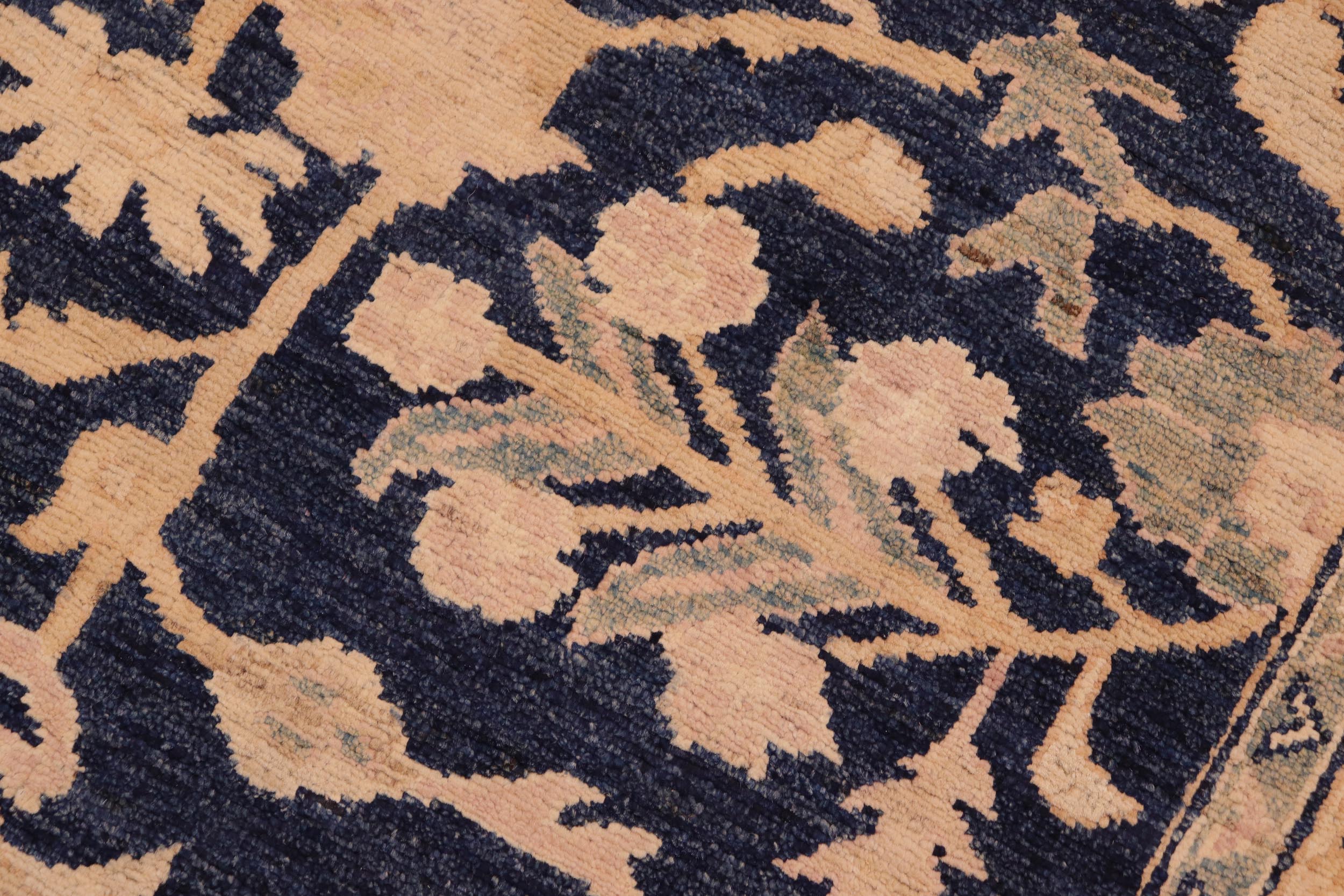 handmade Traditional Kafkaz Blue Tan Hand Knotted RECTANGLE 100% WOOL area rug 6x9