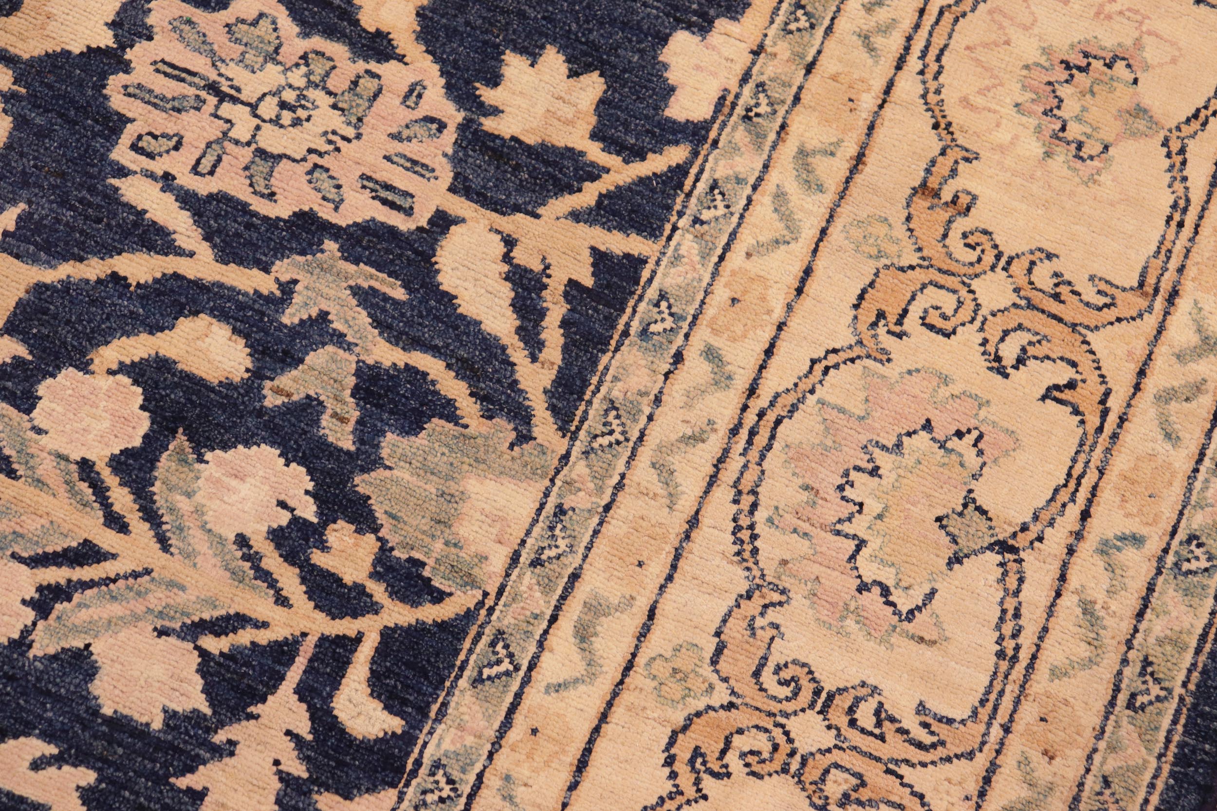 handmade Traditional Kafkaz Blue Tan Hand Knotted RECTANGLE 100% WOOL area rug 6x9