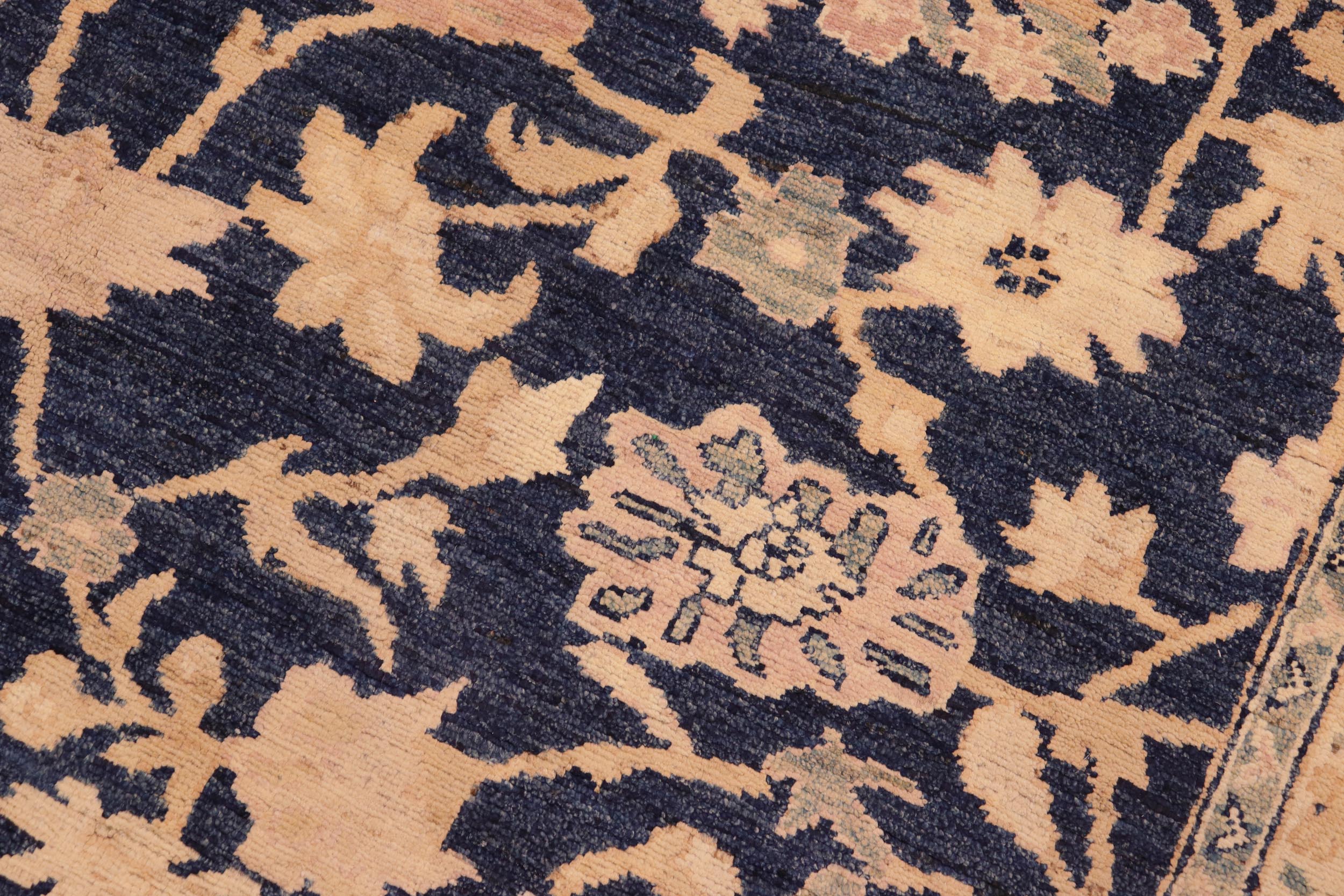 handmade Traditional Kafkaz Blue Tan Hand Knotted RECTANGLE 100% WOOL area rug 6x9