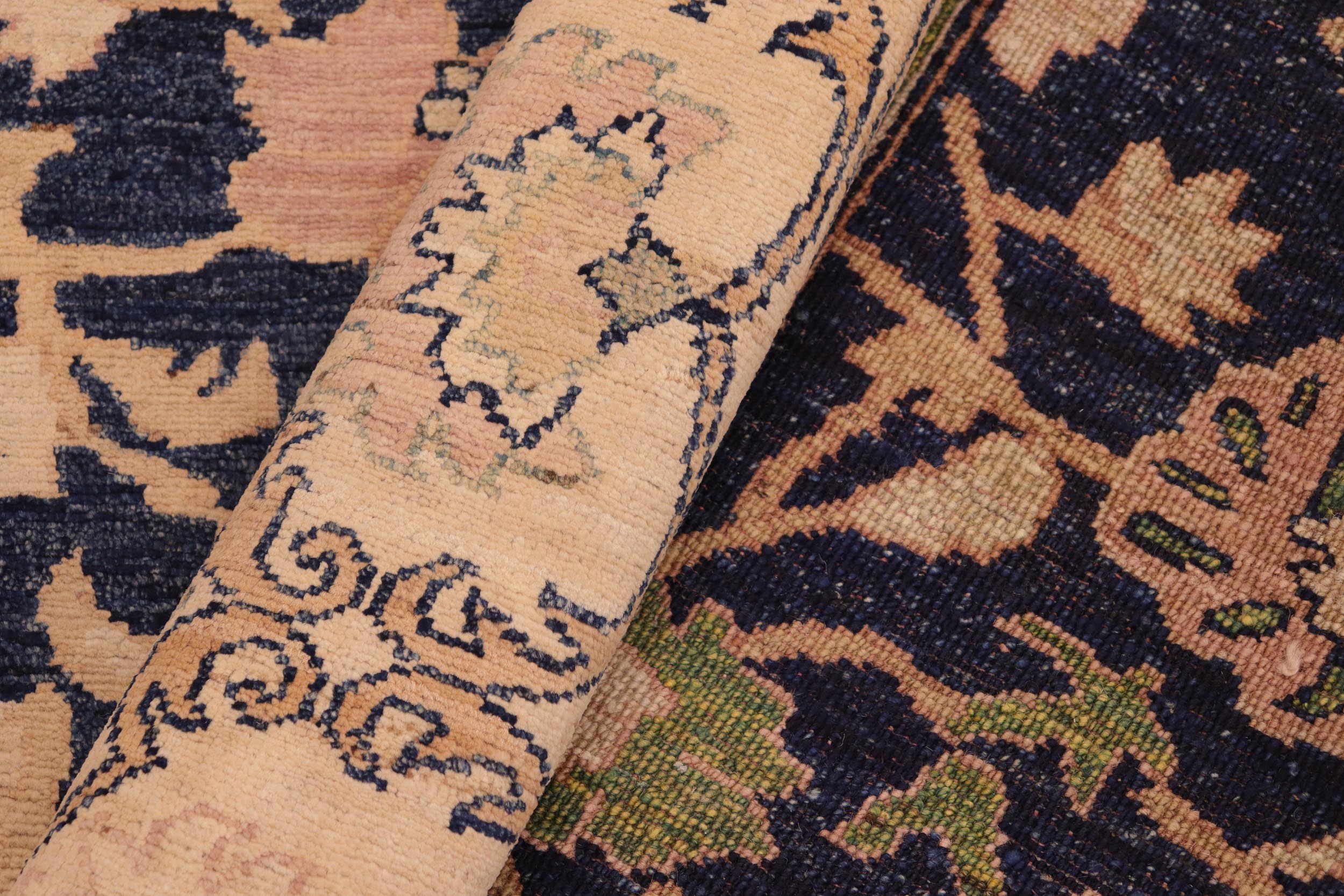 handmade Traditional Kafkaz Blue Tan Hand Knotted RECTANGLE 100% WOOL area rug 6x9