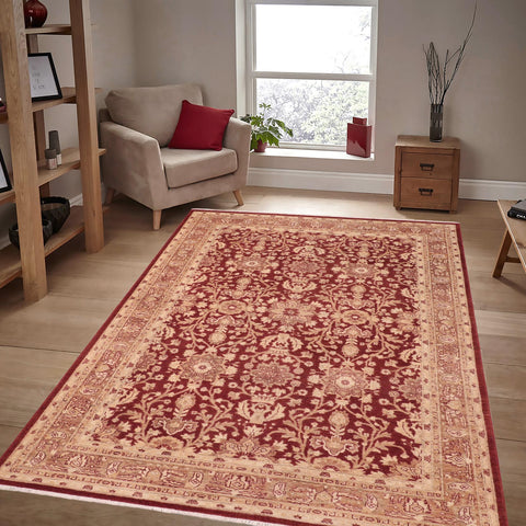 handmade Transitional Kafkaz Red Brown Hand Knotted RECTANGLE 100% WOOL area rug 6' x 9'