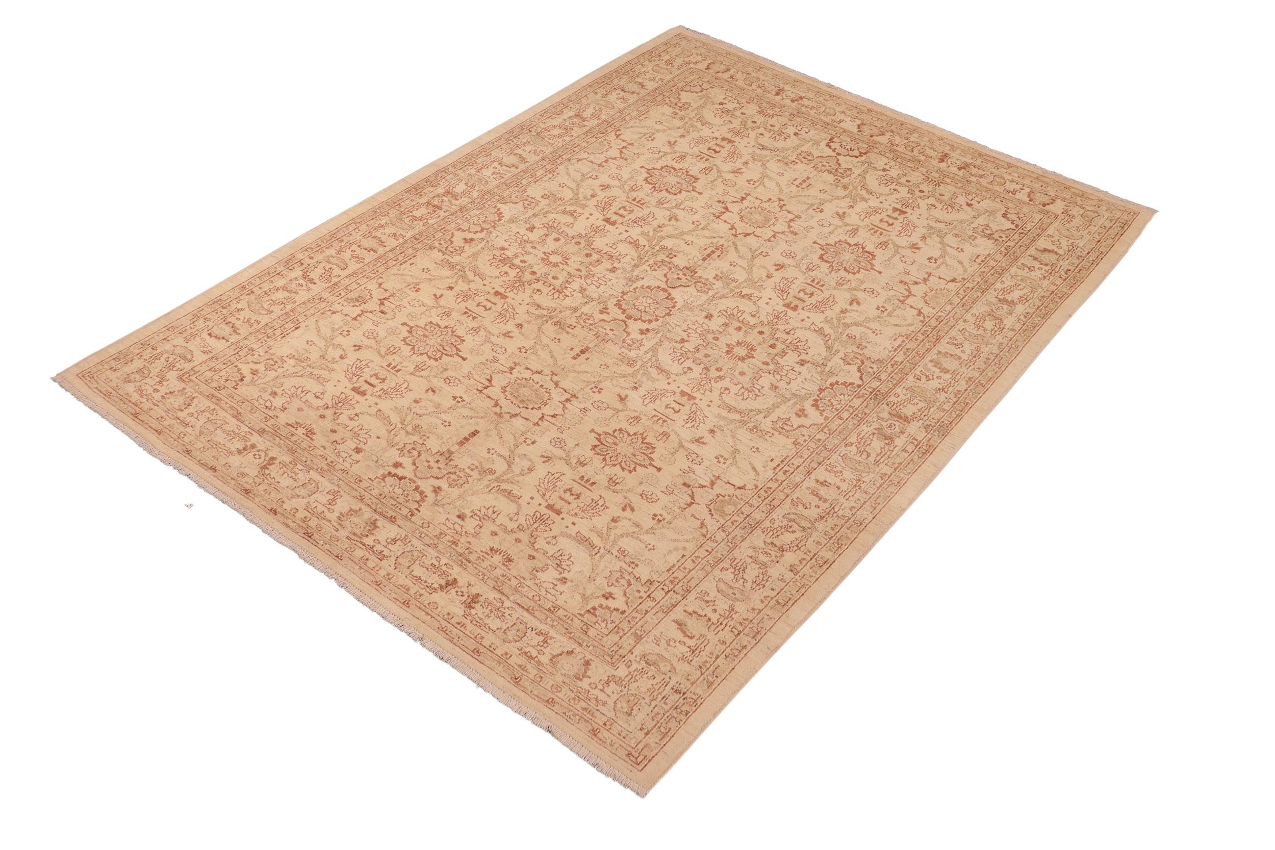handmade Traditional Kafkaz Beige Rust Hand Knotted RECTANGLE 100% WOOL area rug 6x9