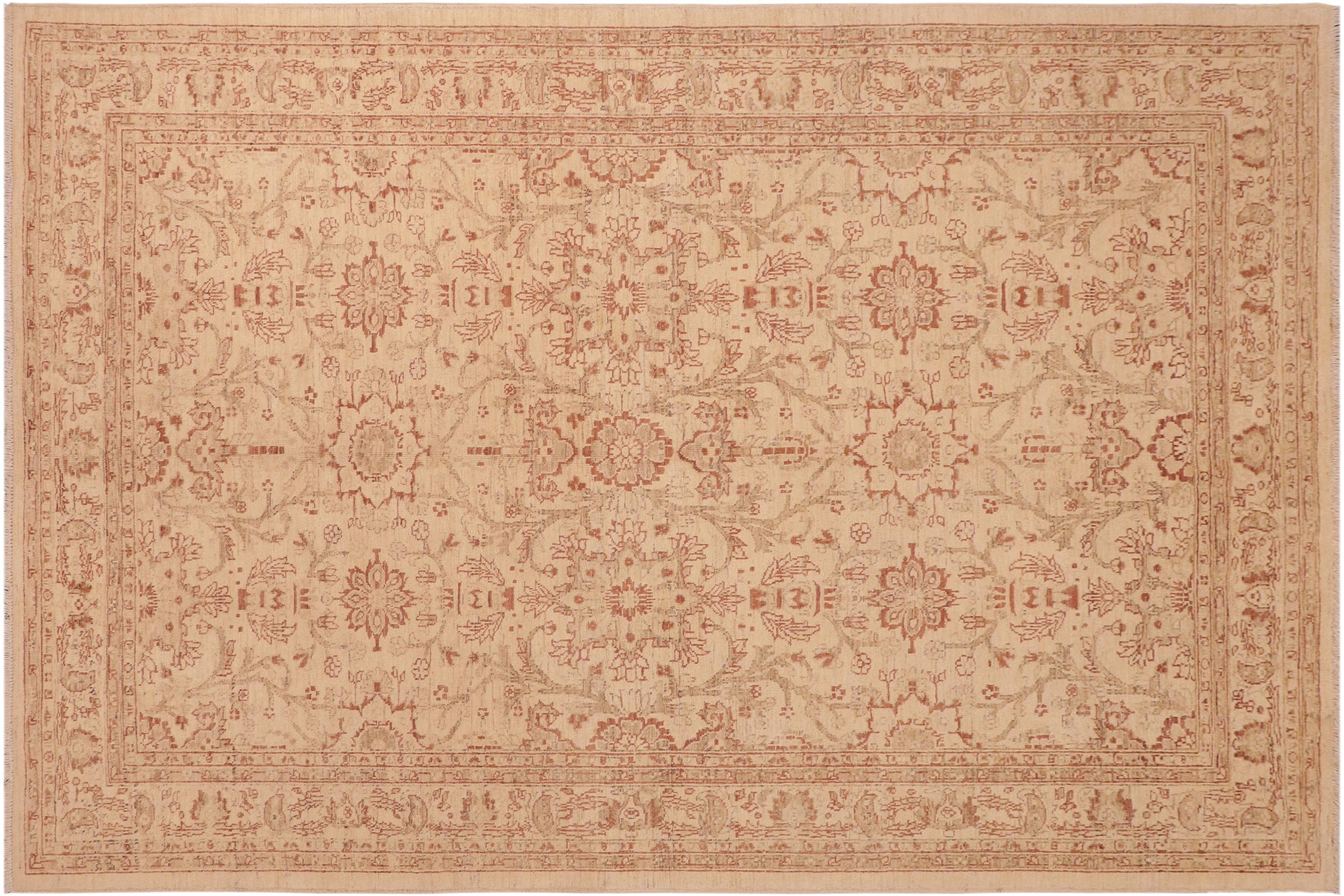 handmade Traditional Kafkaz Beige Rust Hand Knotted RECTANGLE 100% WOOL area rug 6x9