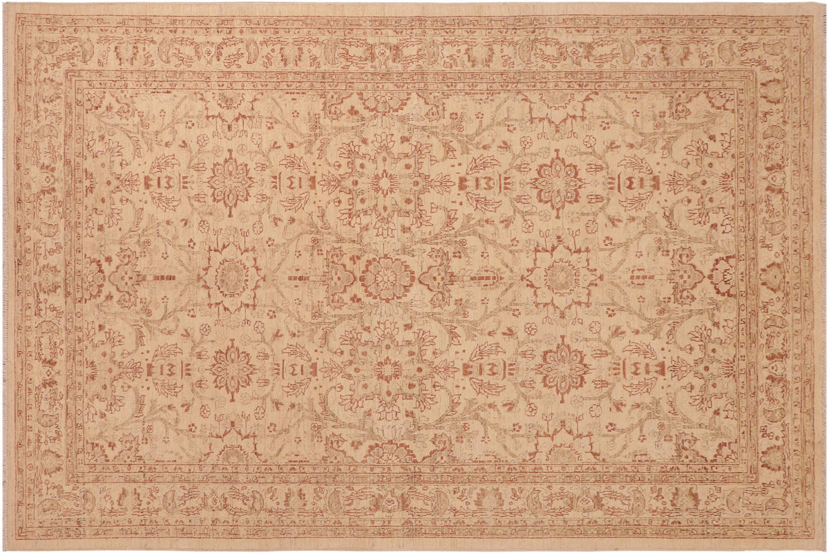 handmade Traditional Kafkaz Beige Rust Hand Knotted RECTANGLE 100% WOOL area rug 6x9