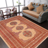 handmade Traditional Kafkaz Beige Rust Hand Knotted RECTANGLE 100% WOOL area rug 6 x 8