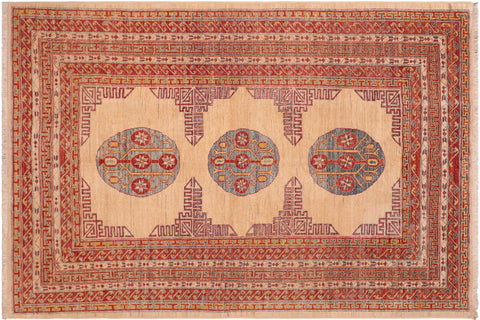 handmade Traditional Kafkaz Beige Rust Hand Knotted RECTANGLE 100% WOOL area rug 6x8