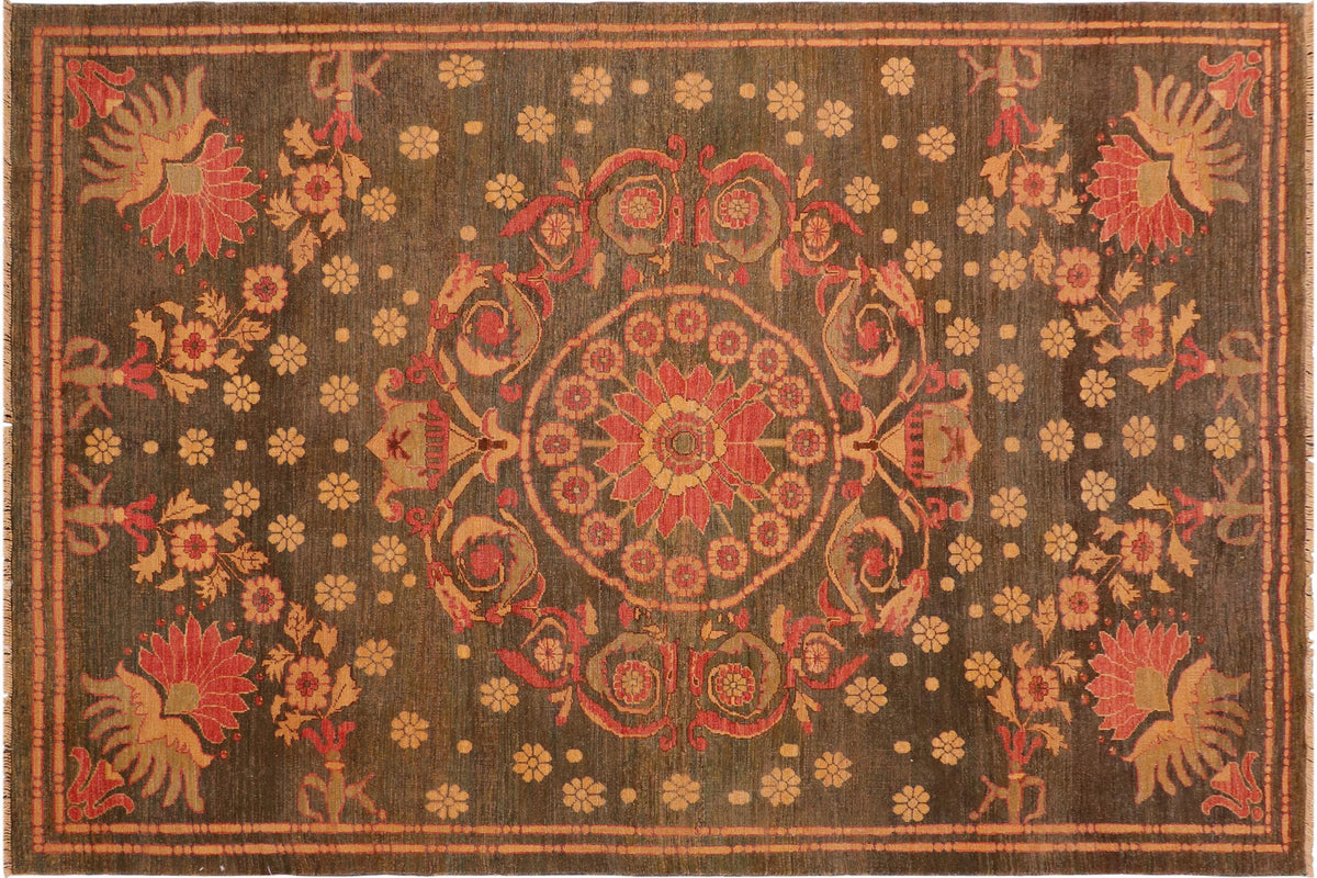Vintage Distressed Renna Hand Knotted Wool Rug - 6'3'' x 8'3''