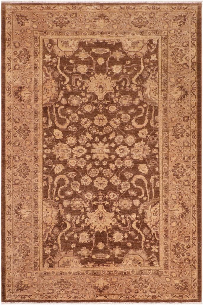 handmade Traditional Kafkaz Brown Tan Hand Knotted RECTANGLE 100% WOOL area rug 6X9