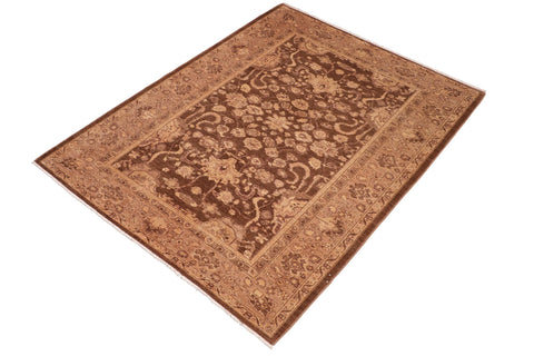 handmade Traditional Kafkaz Brown Tan Hand Knotted RECTANGLE 100% WOOL area rug 6x9
