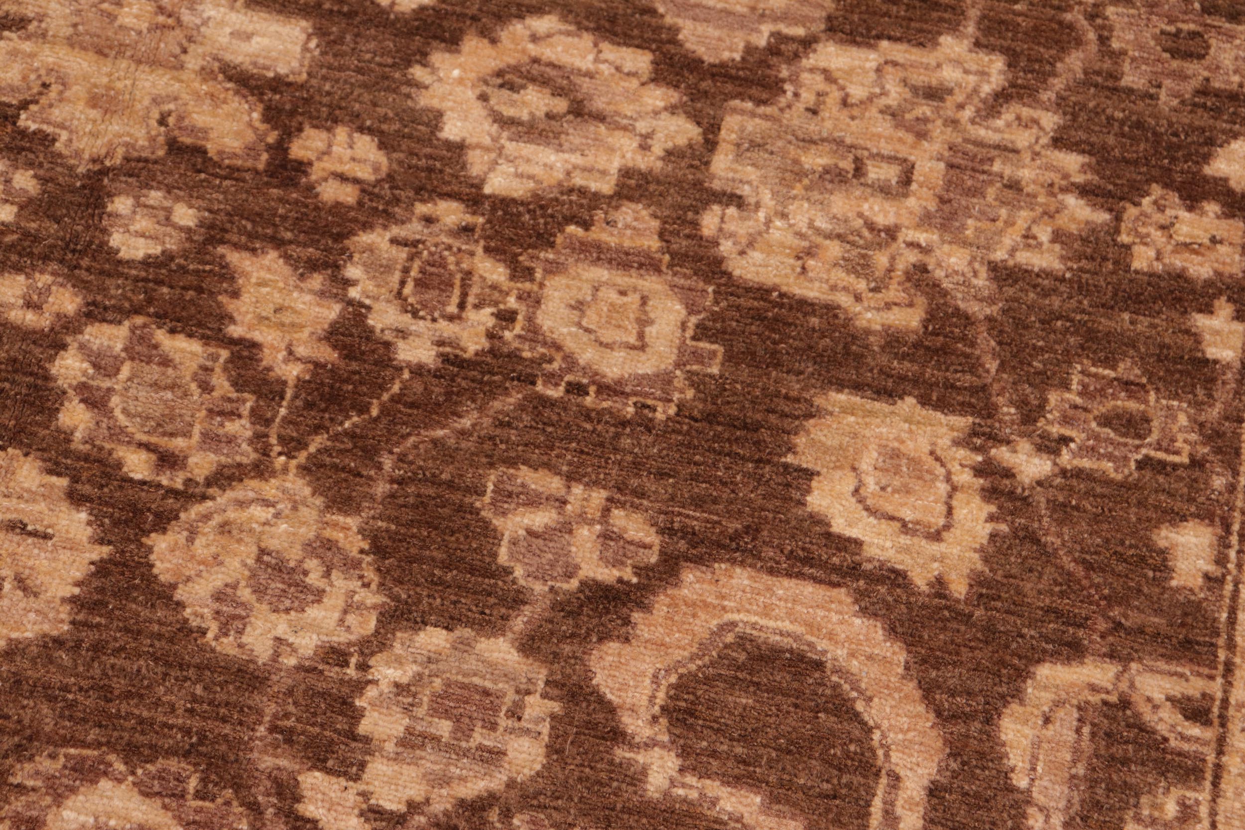 handmade Traditional Kafkaz Brown Tan Hand Knotted RECTANGLE 100% WOOL area rug 6x9
