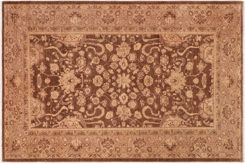 handmade Traditional Kafkaz Brown Tan Hand Knotted RECTANGLE 100% WOOL area rug 6x9