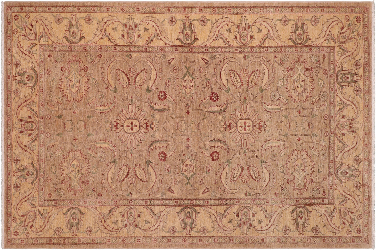 handmade Traditional Kafkaz Tan Gold Hand Knotted RECTANGLE 100% WOOL area rug 6x9