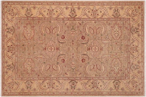 handmade Traditional Kafkaz Tan Gold Hand Knotted RECTANGLE 100% WOOL area rug 6x9