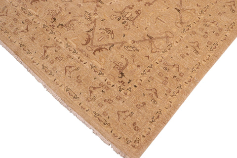 handmade Transitional Lahore Tan Brown Hand Knotted RECTANGLE 100% WOOL area rug 6' x 9'