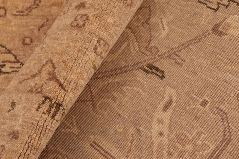 handmade Transitional Lahore Tan Brown Hand Knotted RECTANGLE 100% WOOL area rug 6' x 9'