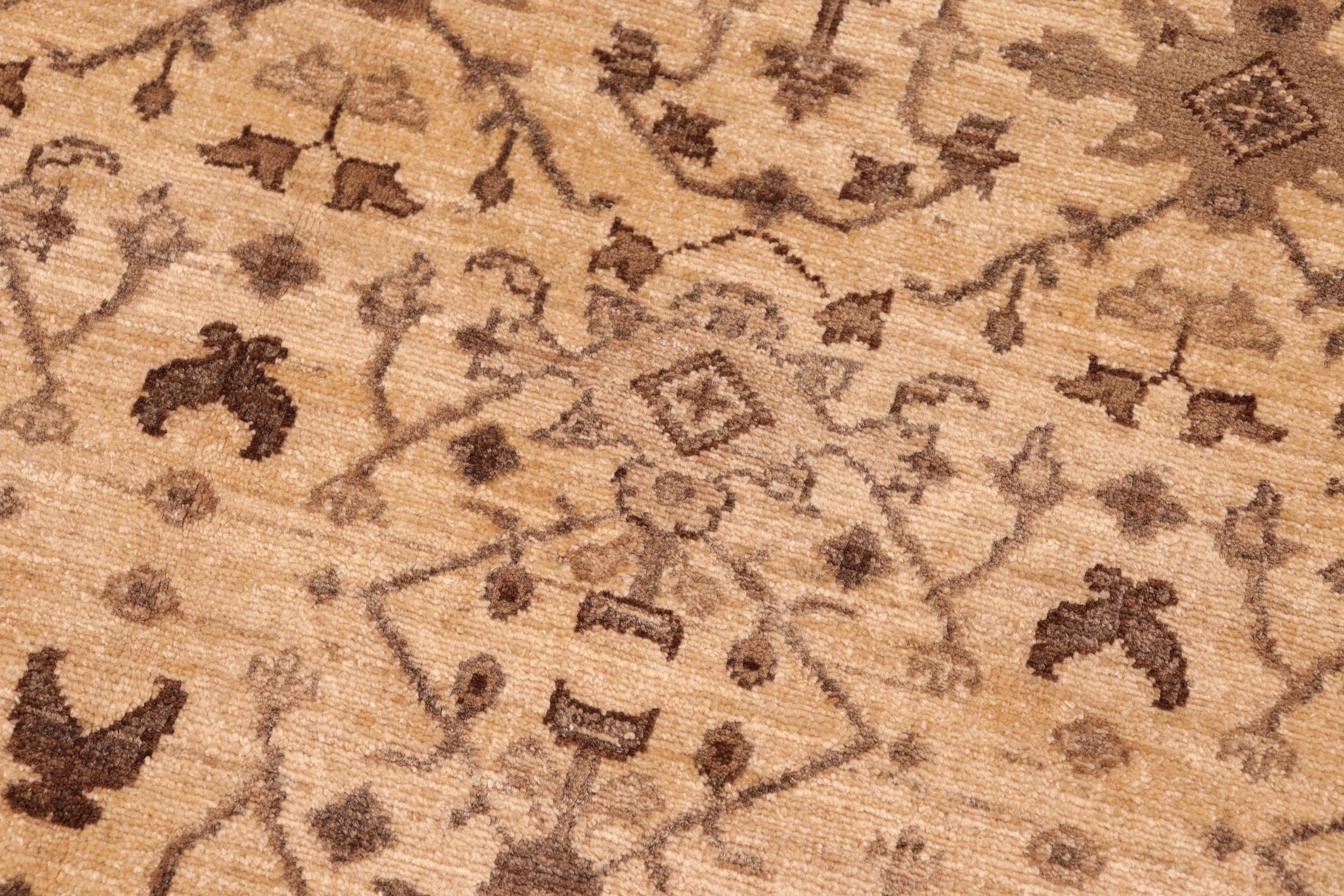 handmade Transitional Kafkaz Beige Brown Hand Knotted RECTANGLE 100% WOOL area rug 6' x 9'