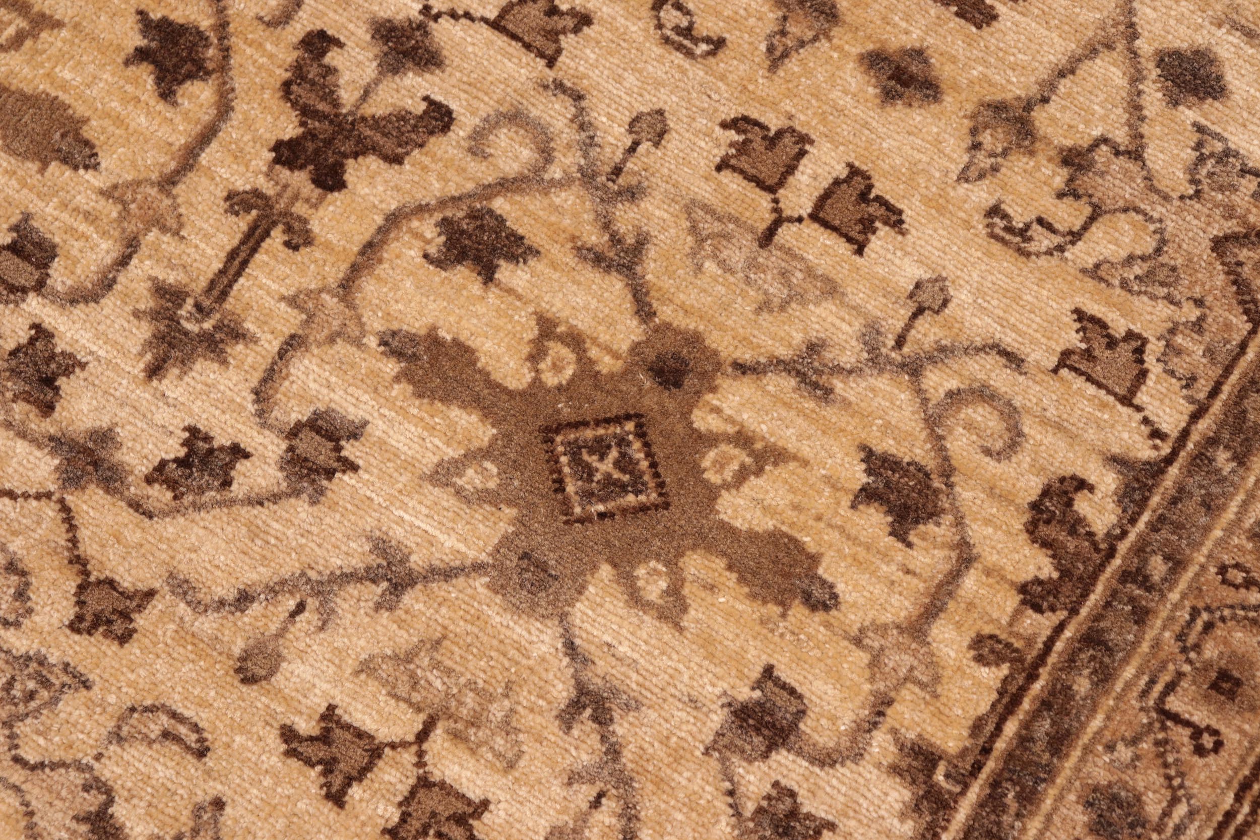 handmade Transitional Kafkaz Beige Brown Hand Knotted RECTANGLE 100% WOOL area rug 6' x 9'