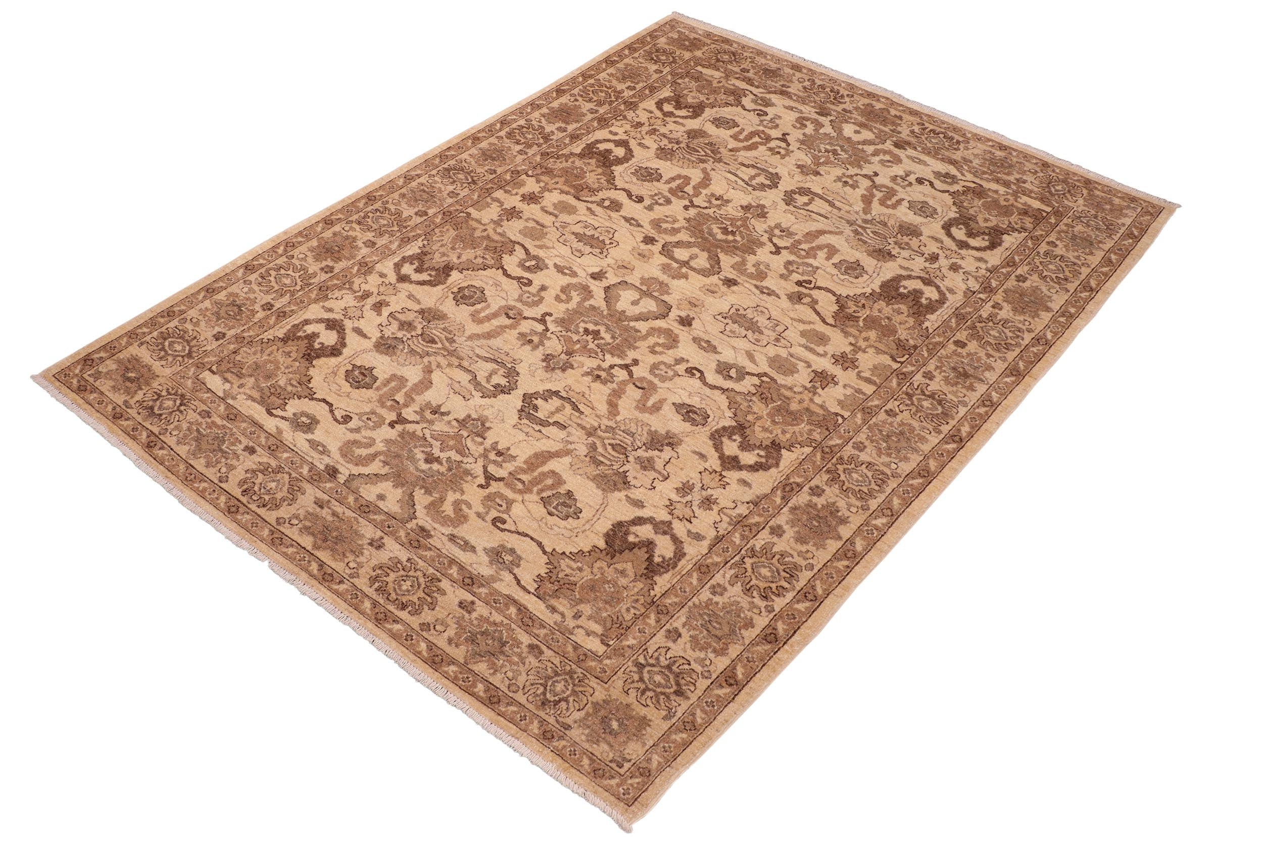 handmade Traditional Kafkaz Beige Brown Hand Knotted RECTANGLE 100% WOOL area rug 6x9