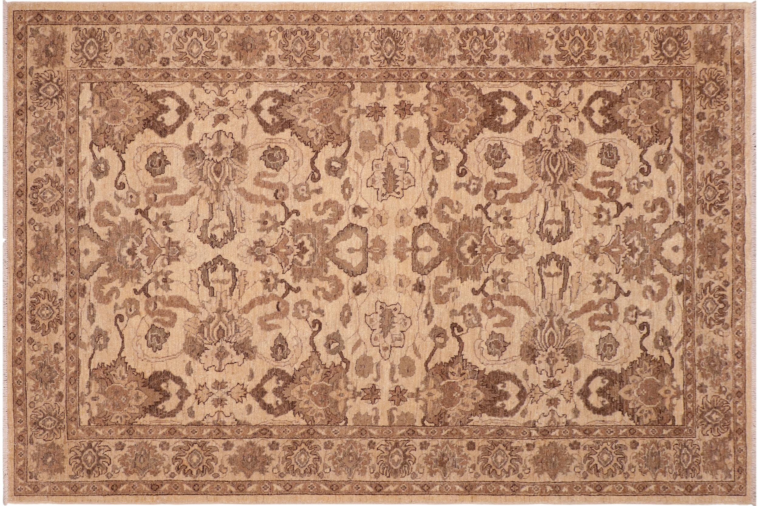handmade Traditional Kafkaz Beige Brown Hand Knotted RECTANGLE 100% WOOL area rug 6x9