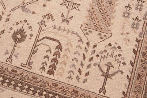 handmade Geometric Kafkaz Beige Brown Hand Knotted RECTANGLE 100% WOOL area rug 6' x 9'
