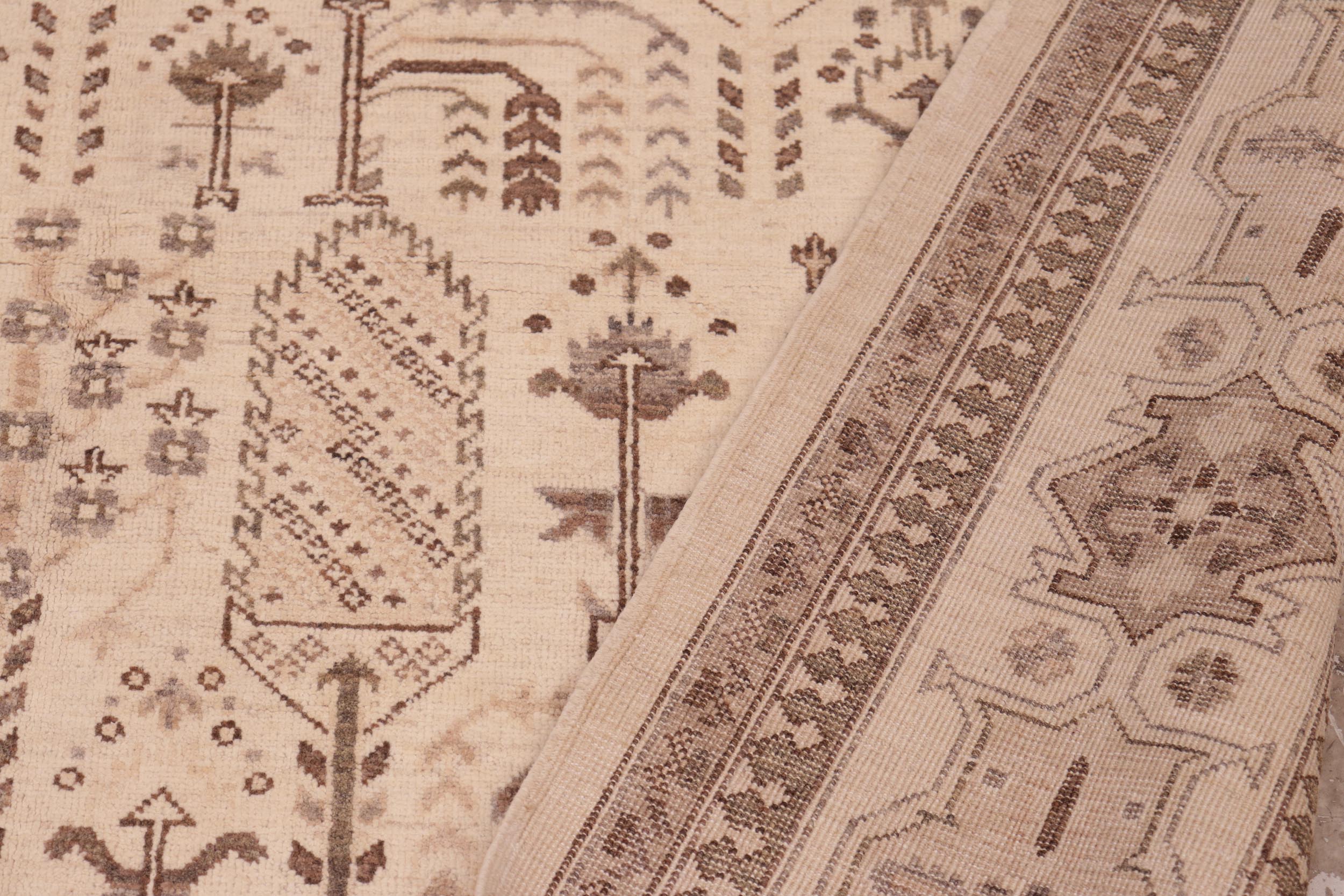 handmade Geometric Kafkaz Beige Brown Hand Knotted RECTANGLE 100% WOOL area rug 6' x 9'