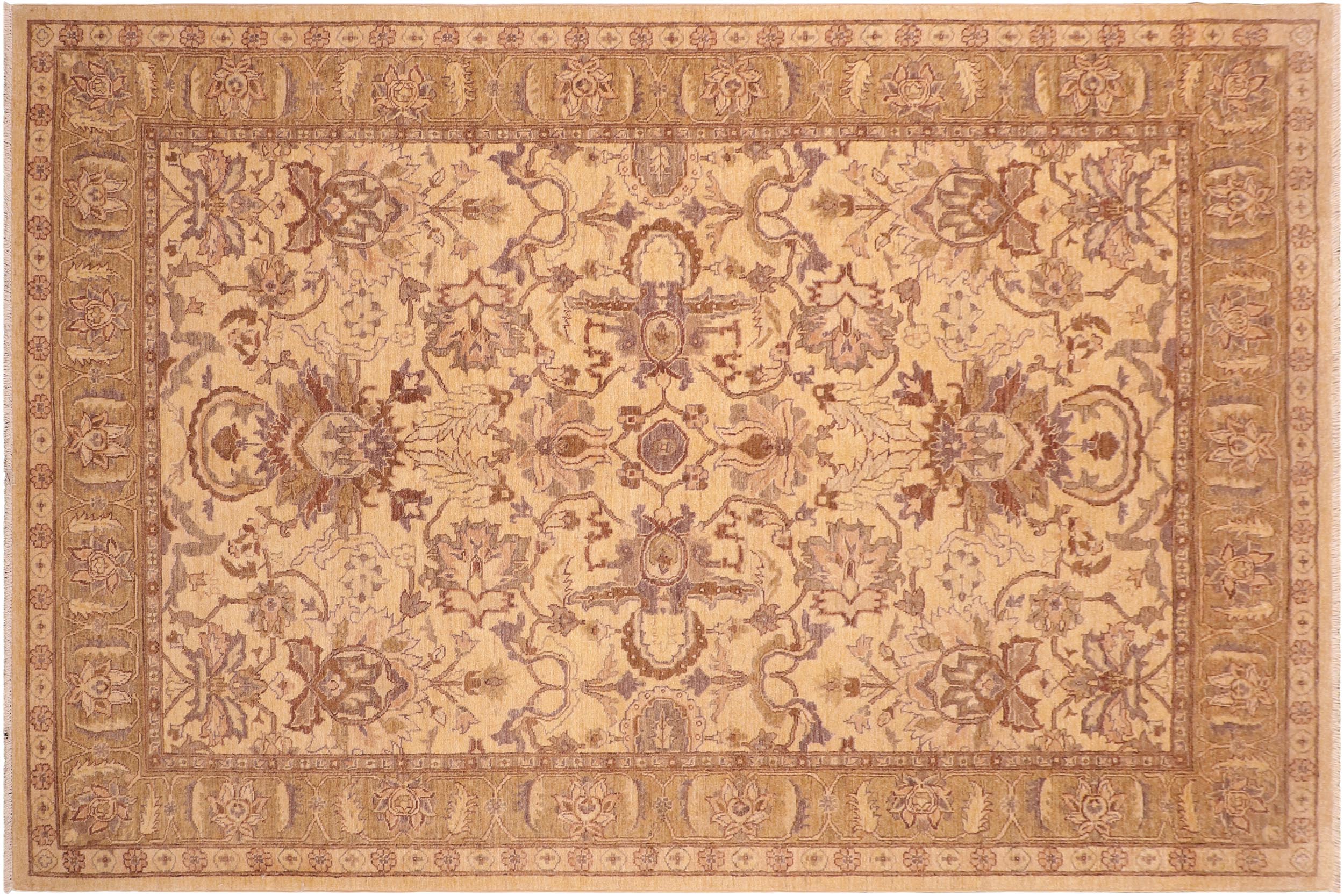 handmade Traditional Kafkaz Tan Brown Hand Knotted RECTANGLE 100% WOOL area rug 6x10