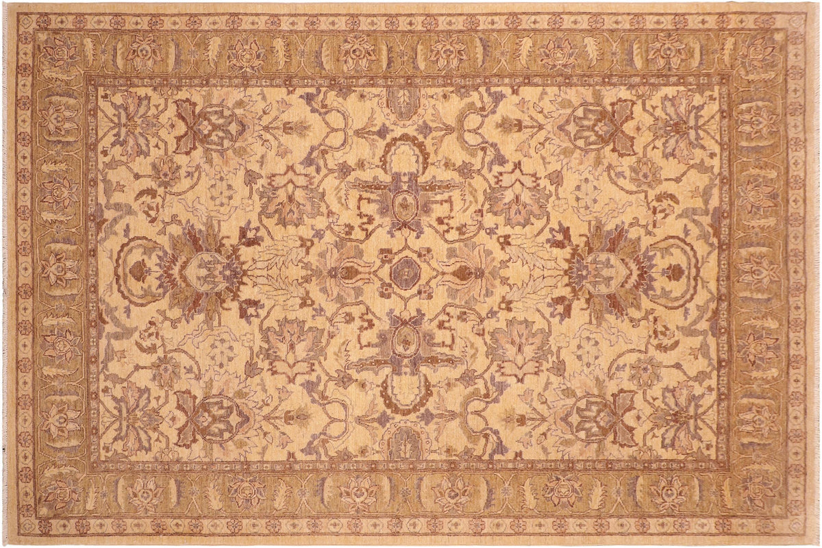 handmade Traditional Kafkaz Tan Brown Hand Knotted RECTANGLE 100% WOOL area rug 6x10