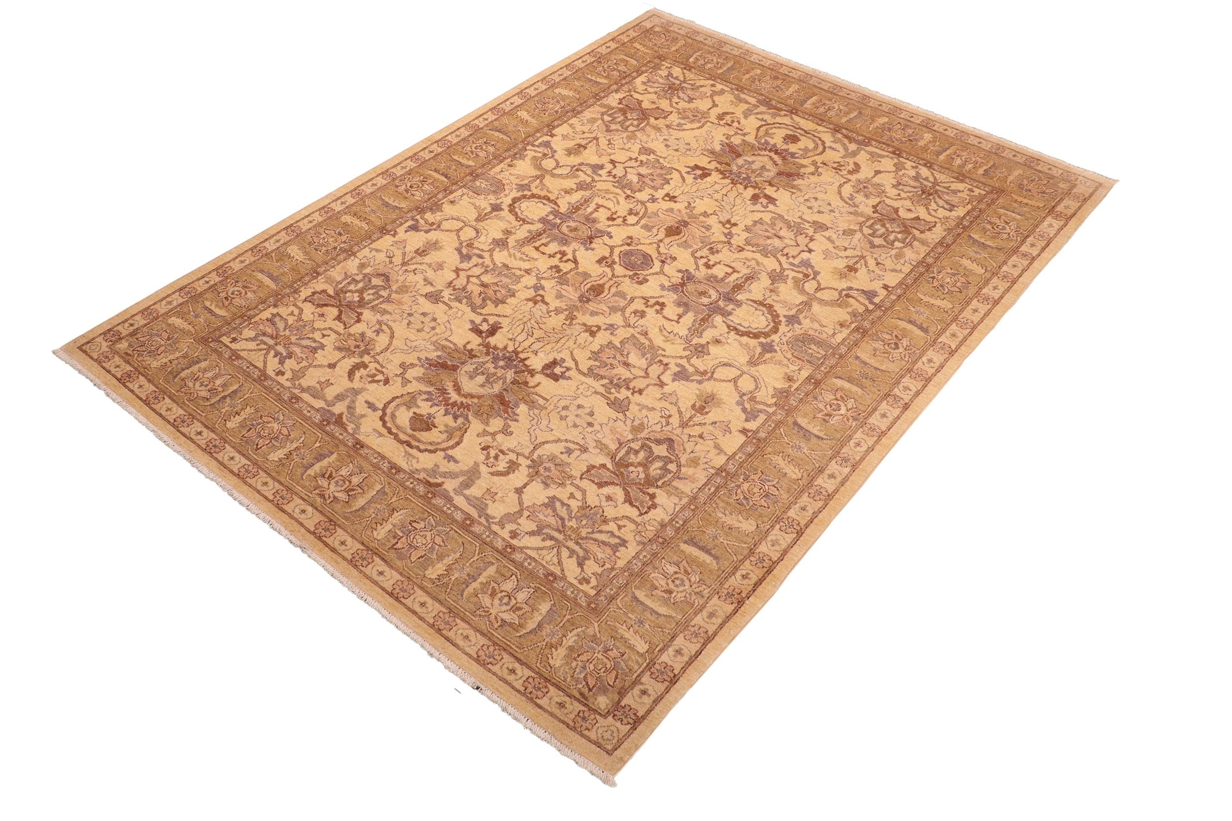 handmade Traditional Kafkaz Tan Brown Hand Knotted RECTANGLE 100% WOOL area rug 6x10