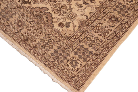 handmade Geometric Kafkaz Tan Beige Hand Knotted RECTANGLE 100% WOOL area rug 6' x 9'