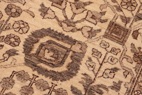 handmade Geometric Kafkaz Tan Beige Hand Knotted RECTANGLE 100% WOOL area rug 6' x 9'