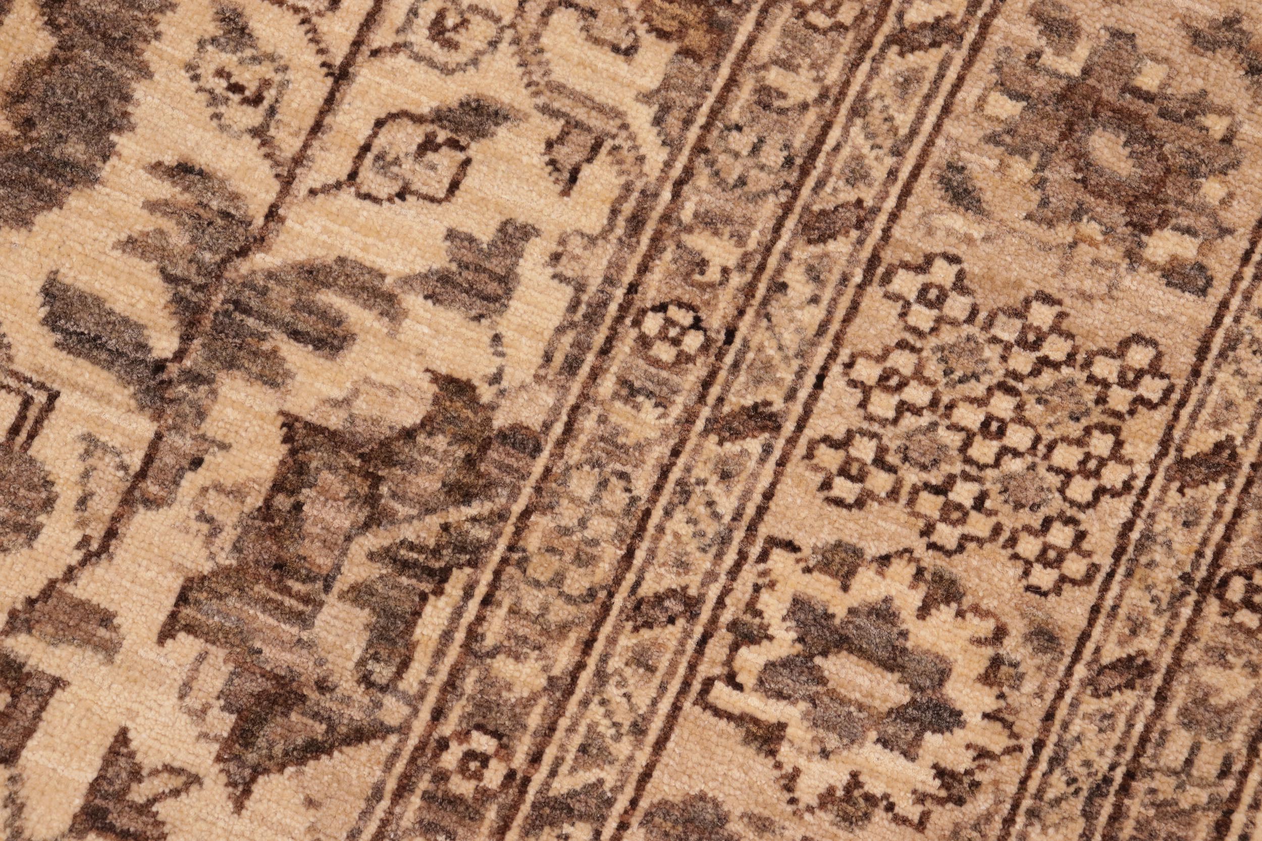 handmade Geometric Kafkaz Tan Beige Hand Knotted RECTANGLE 100% WOOL area rug 6' x 9'