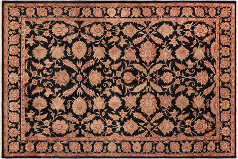 handmade Transitional Kafkaz Black Red Hand Knotted RECTANGLE 100% WOOL area rug 6' x 9'