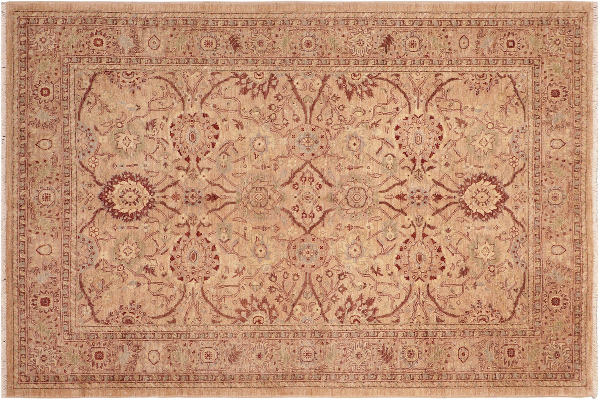 handmade Traditional Kafkaz Tan Brown Hand Knotted RECTANGLE 100% WOOL area rug 6x9