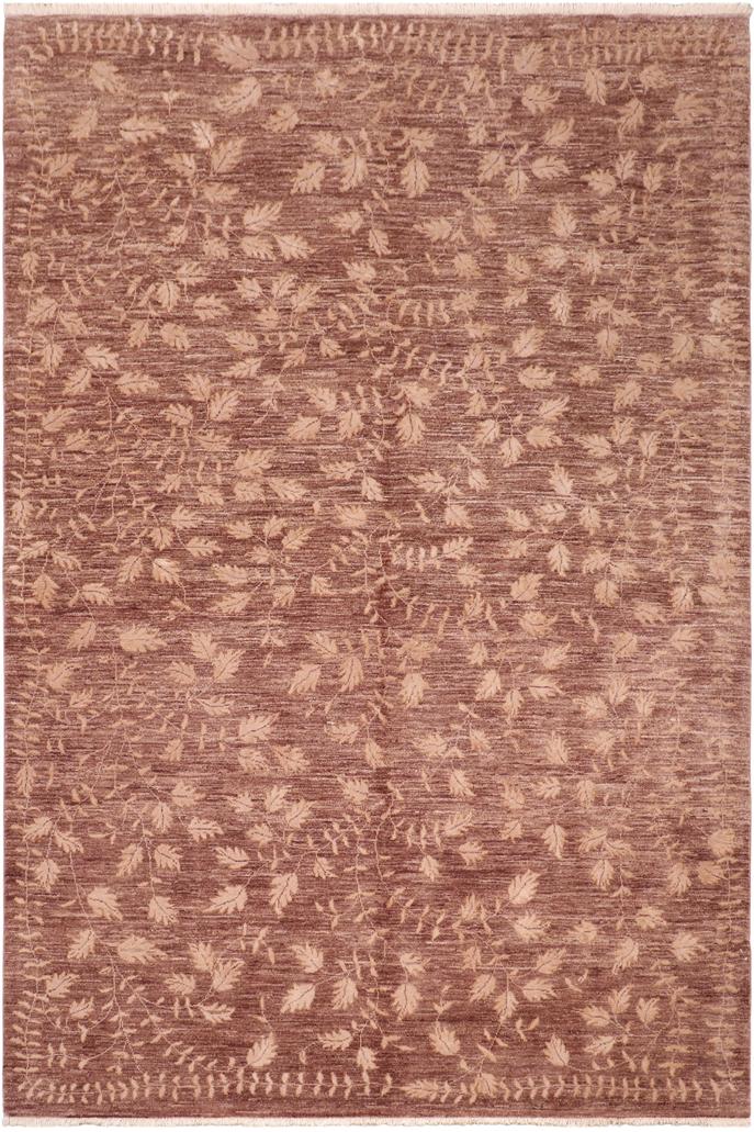 handmade Transitional Kafkaz Brown Tan Hand Knotted RECTANGLE WOOL&SILK area rug 6X9