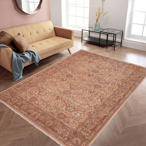 handmade Transitional Kafkaz Tan Brown Hand Knotted RECTANGLE 100% WOOL area rug 6' x 9'