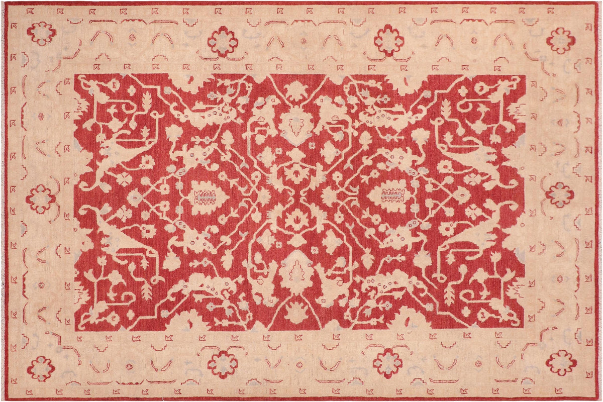 handmade Traditional Kafkaz Red Tan Hand Knotted RECTANGLE 100% WOOL area rug 6x9