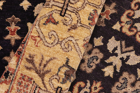 handmade Transitional Kafkaz Blue Gold Hand Knotted RECTANGLE 100% WOOL area rug 6' x 9'