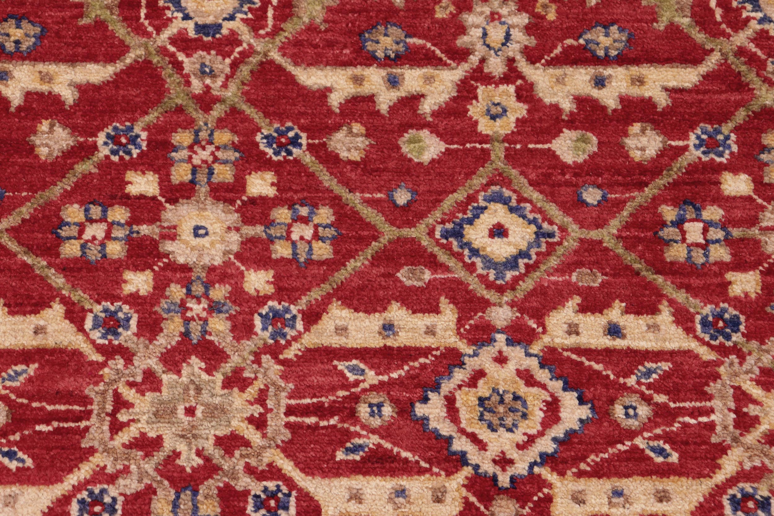 handmade Transitional  Red Green Hand Knotted RECTANGLE 100% WOOL area rug 6' x 9'