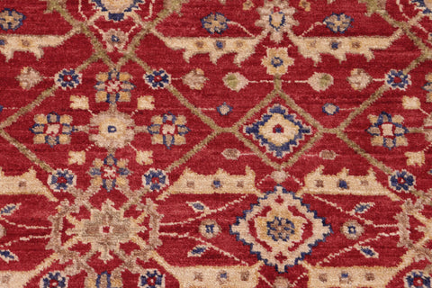 handmade Transitional  Red Green Hand Knotted RECTANGLE 100% WOOL area rug 6' x 9'