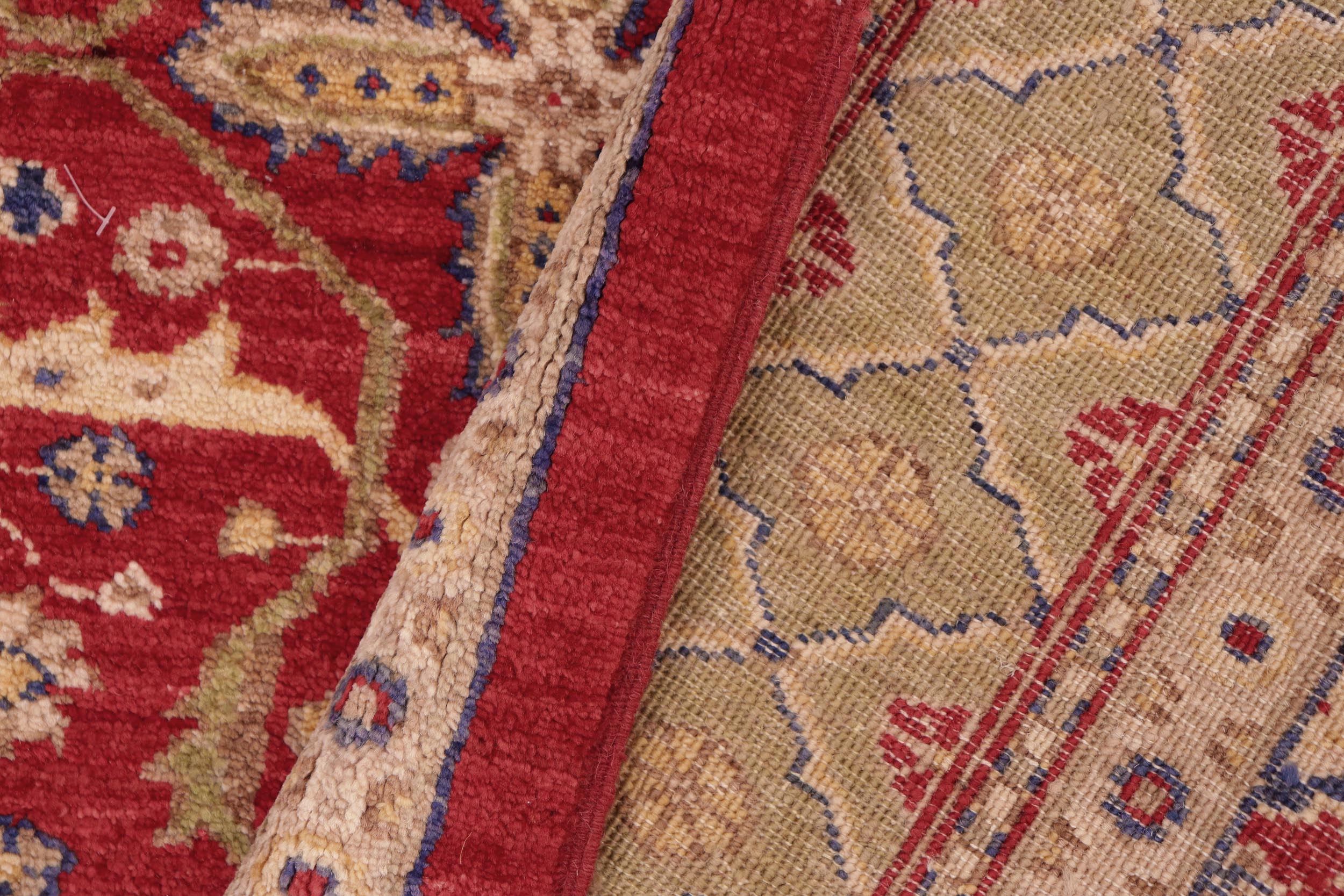 handmade Transitional  Red Green Hand Knotted RECTANGLE 100% WOOL area rug 6' x 9'