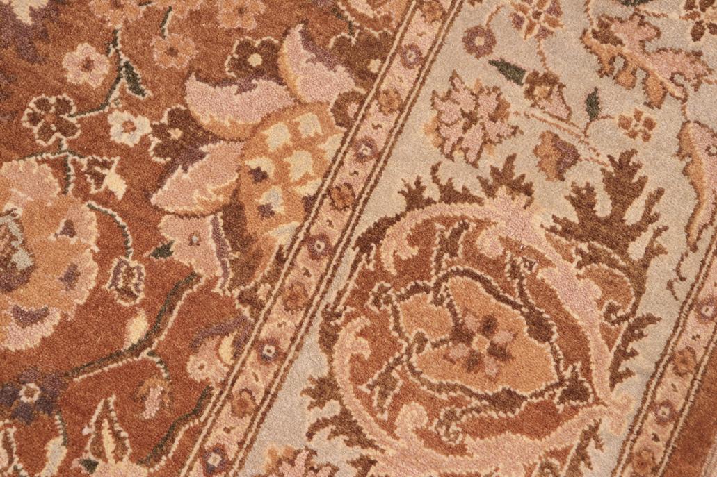 handmade Transitional Kirman Brown Blue Hand Knotted RECTANGLE 100% WOOL area rug 6'X9'