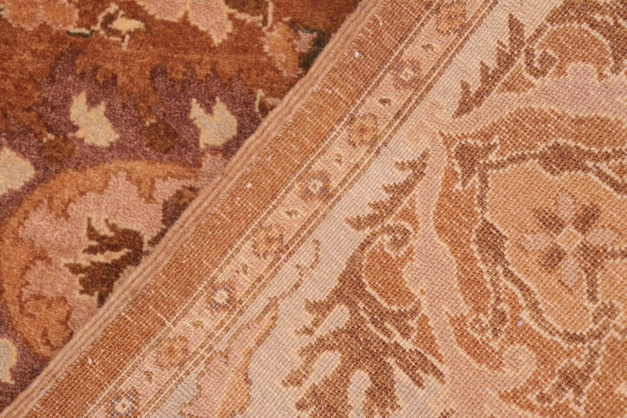 handmade Traditional Kirman Brown Blue Hand Knotted RECTANGLE 100% WOOL area rug 6' x 9'