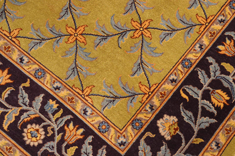 handmade Transitional Kafkaz Green Aubergine Hand Knotted RECTANGLE 100% WOOL area rug 6x9