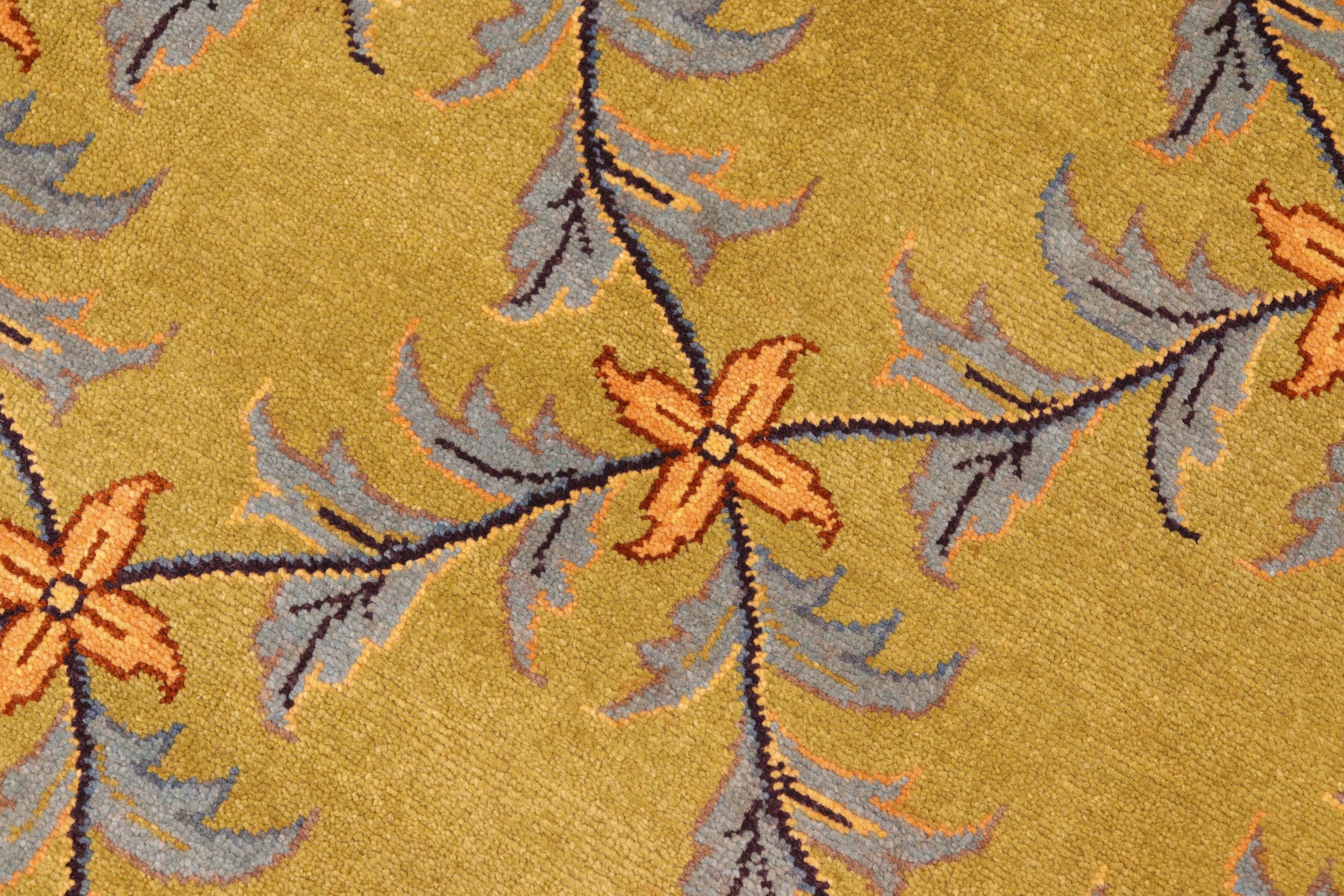 handmade Transitional Kafkaz Green Aubergine Hand Knotted RECTANGLE 100% WOOL area rug 6x9